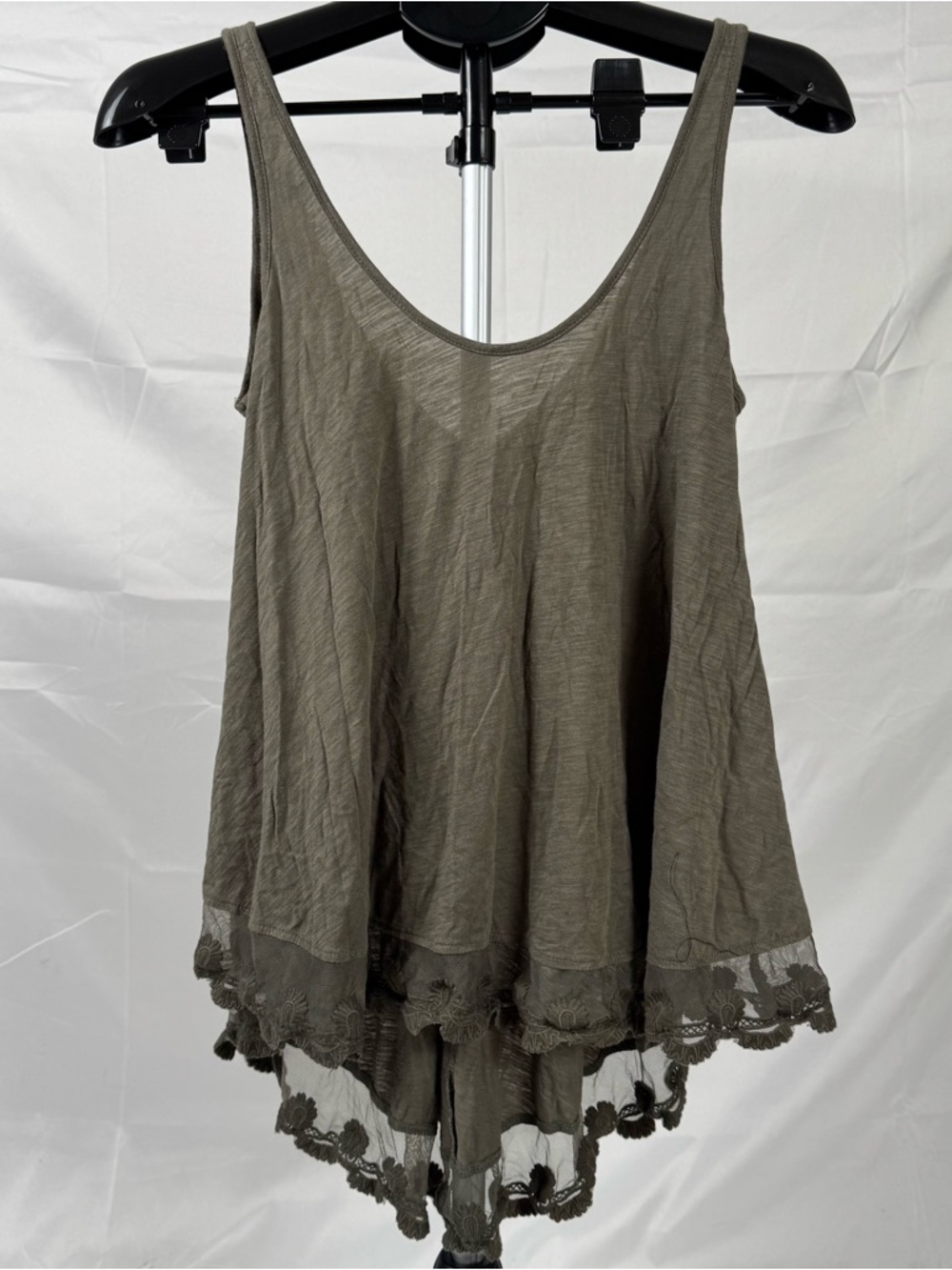 Boho Flowy Tank Top Lace Hem Handkerchief Tunic Festival Peasant Small